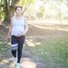 pregnant woman walking and workout in the park